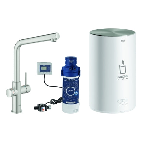 Grohe - Armatur und Boiler RED Duo 30327 30327 M-Size L-Auslauf supersteel