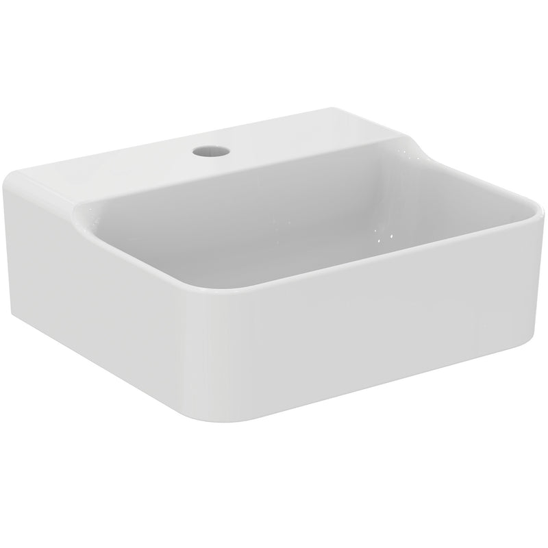 Ideal Standard - Handwaschbecken CONCA, 1 Hl., o.Ül., 400x350x145mm, Weiß mit IdealPlus