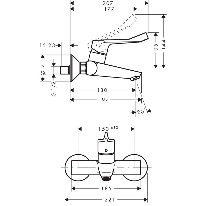 Hansgrohe - Waschtischmischer FOCUS Care Wandmontage chrom