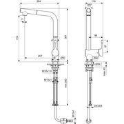 Ideal Standard - Küchenarm. CERALOOK, m.herausz.HB, m.hohem Auslauf, Ausld.207mm, Chrom