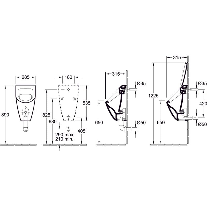 VILLEROY & BOCH - Urinalbecken A18 Ausführung für Deckel Typ 55370101 weiß