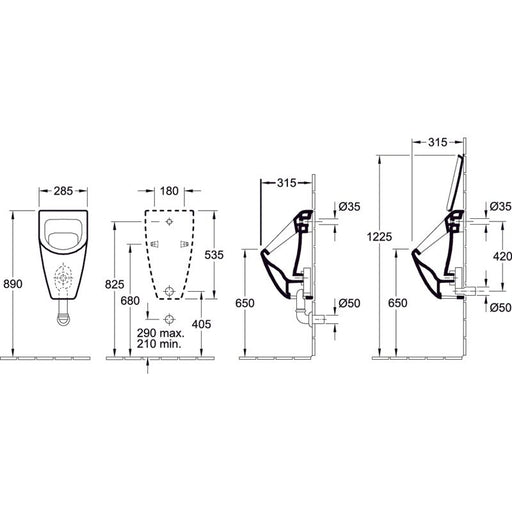 VILLEROY & BOCH - Urinalbecken A18 Ausführung für Deckel Typ 55370101 weiß