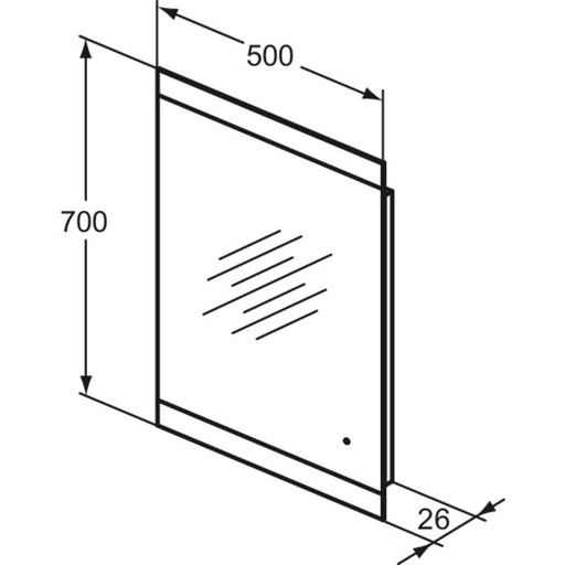Ideal Standard - Spiegel MIRROR&LIGHT, 35W, m. seitl. Ambientelicht, 500x26x700mm