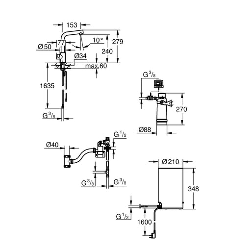 Grohe - Standventil und Boiler RED Mono 30339 M-Size L-Auslauf chrom