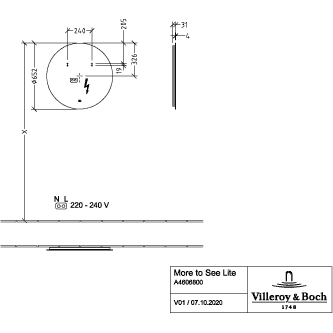 VILLEROY & BOCH - Spiegel More to See Lite 652x652x31mm mit Beleuchtung