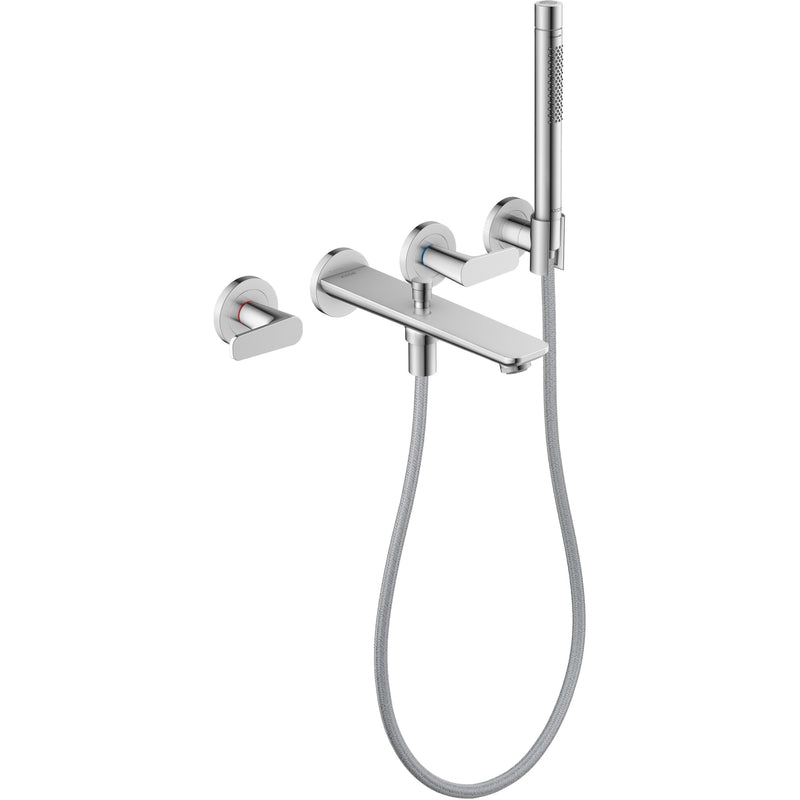Hansgrohe - 3-Loch Fertigset Wannemisch.Wand UP Axor Citterio C mit Handbrause chrom