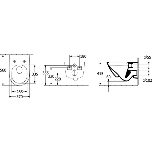 VILLEROY & BOCH - T-WC Subway 3.0 370x560x360mm ov wandh. Abg. waagr m. TwistFlush we Alpin