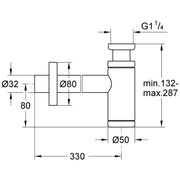 Grohe - Geruchverschluss 28912 für Waschtische 1 1/4 messing chrom