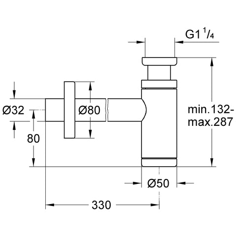 Grohe - Geruchverschluss 28912 für Waschtische 1 1/4 messing chrom