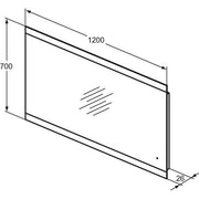 Ideal Standard - Spiegel MIRROR&LIGHT, 55W, m. seitl. Ambientelicht, 1200x26x700mm
