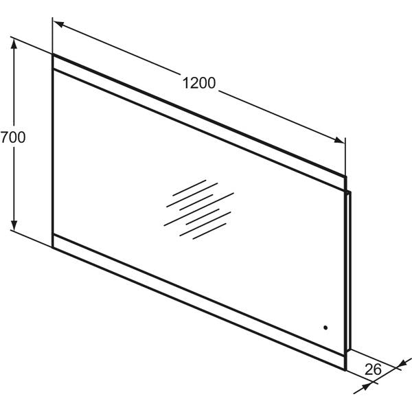 Ideal Standard - Spiegel MIRROR&LIGHT, 55W, m. seitl. Ambientelicht, 1200x26x700mm