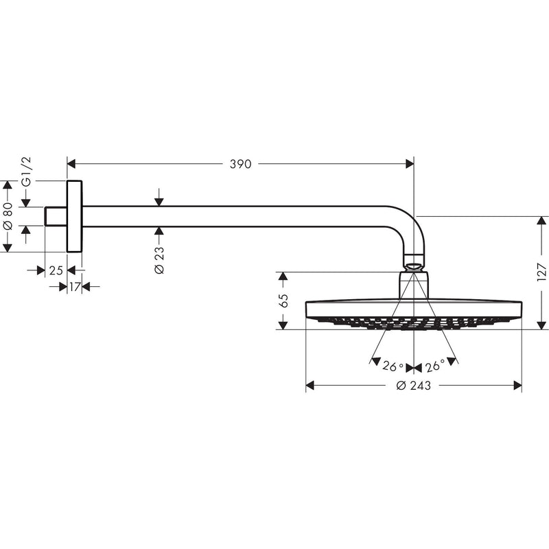 Hansgrohe - Kopfbrause RAINDANCE Select S 240 2jet Brausearm 26466400 weiß chrom