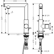 Hansgrohe - Waschtischmischer 220 AXOR Uno Select Schwenkauslauf BN
