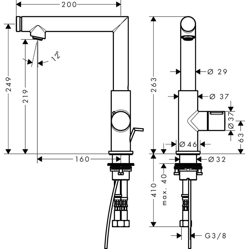 Hansgrohe - Waschtischmischer 220 AXOR Uno Select Schwenkauslauf BN