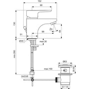 Ideal Standard - Waschtischarmatur 130 CERAPLAN III Ausladung 99mm, Chrom