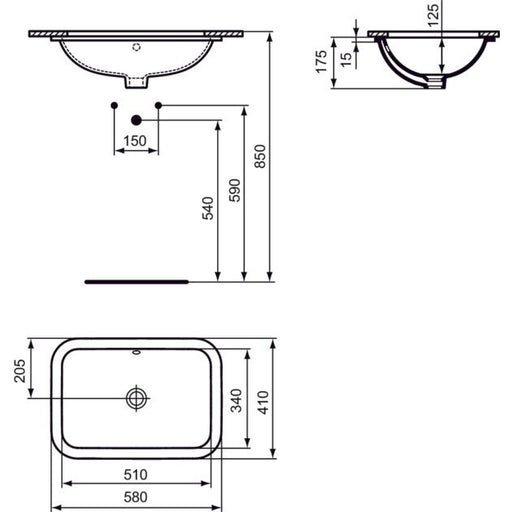 Ideal Standard - Unterbau-WT CONNECT, rechteckig, o. Hl., m.Ül., 580x410x175mm, Weiß
