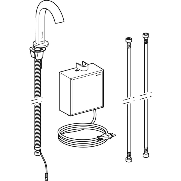 Geberit Vertriebs - Piave WT-Arm., Standmontage, Netz mit AP-Funkt.Box, m.Misch., schwarz matt