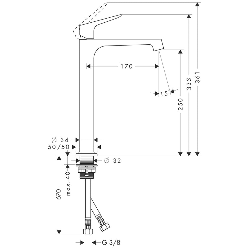 Hansgrohe - Waschtisch EHM AXOR CITTERIO M 34127000 chrom o.Ablaufgarnitur