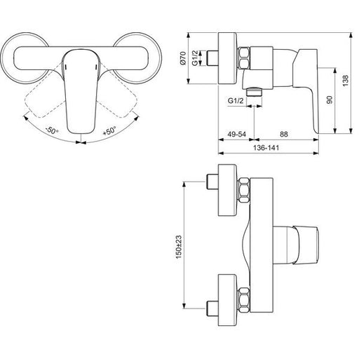 Ideal Standard - Brausearmatur AP CERAPLAN III Chrom