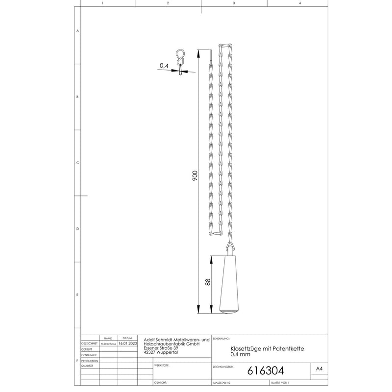 Adolf Schmidt - Klosettzüge mit Patentkette 0,4mm