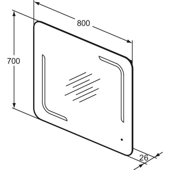 Ideal Standard - Spiegel MIRROR&LIGHT, m. Licht, 40W, 800x26x700mm