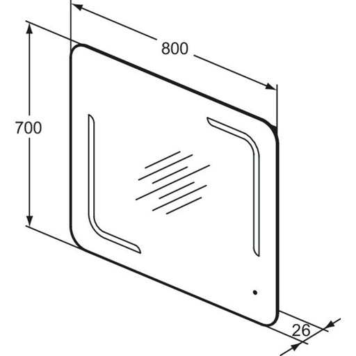 Ideal Standard - Spiegel MIRROR&LIGHT, m. Licht, 40W, 800x26x700mm