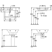 VILLEROY & BOCH - Schrankwaschtisch Subway 3.0 600x470 mm re-eckig o. ÜL. Stone White cplus
