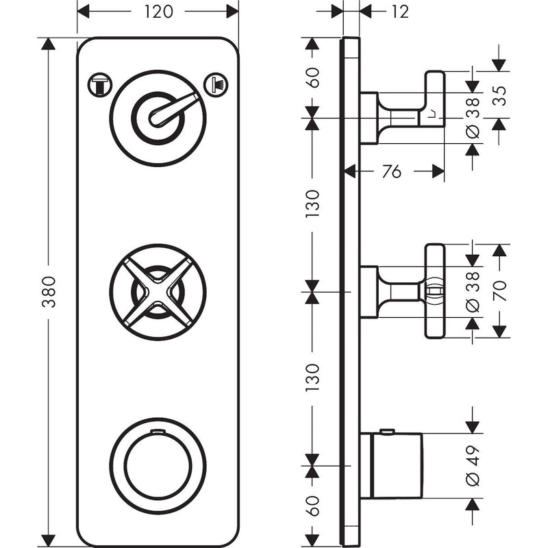 Hansgrohe - Thermostatmodul Unterputz Axor Citterio E Fertigset 2 Verbraucher MSW