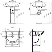 Ideal Standard - Handwaschbecken EUROVIT, 1 Hl., m.Ül., 500x440x175mm, Weiß