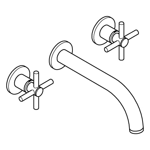 Grohe - 3-Loch-WT-Batterie Atrio 20661 FMS Kreuz-Griff hard graphite gebürstet