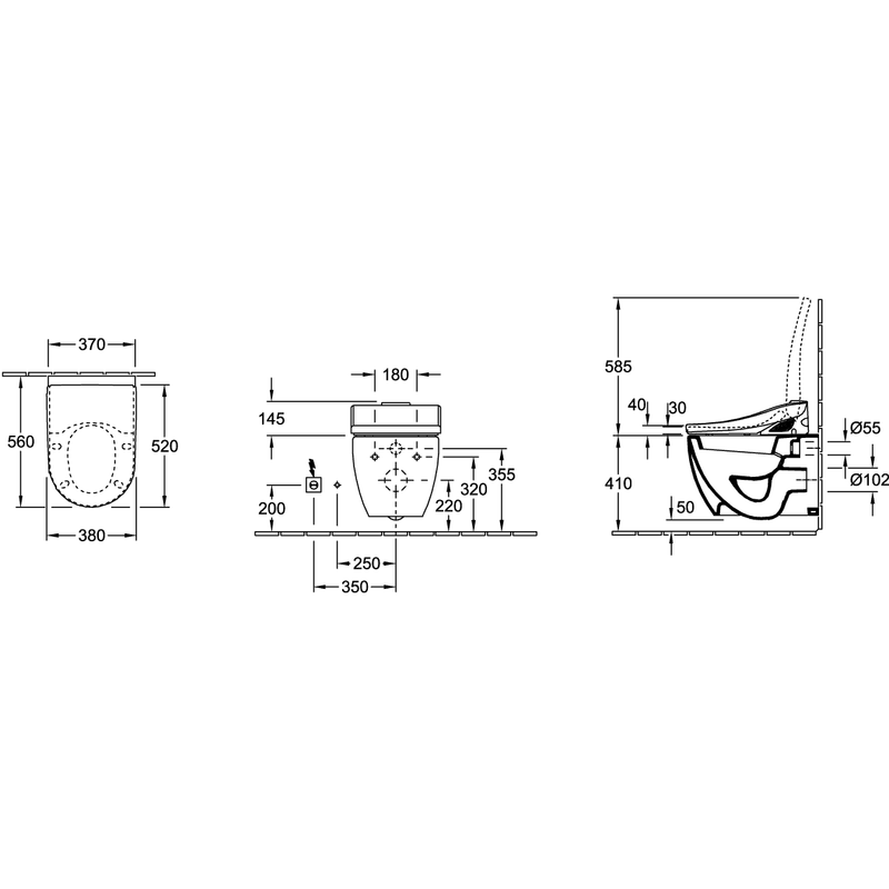 VILLEROY & BOCH - Wand-Flachspülklosett SUBWAY 660310 370x560 weiß