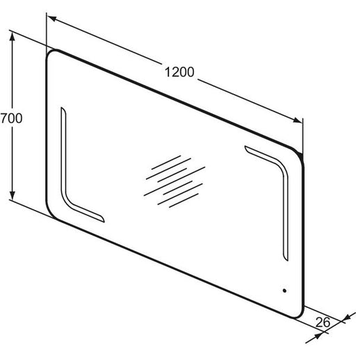 Ideal Standard - Spiegel MIRROR&LIGHT, m. Licht, 55W, 1200x26x700mm