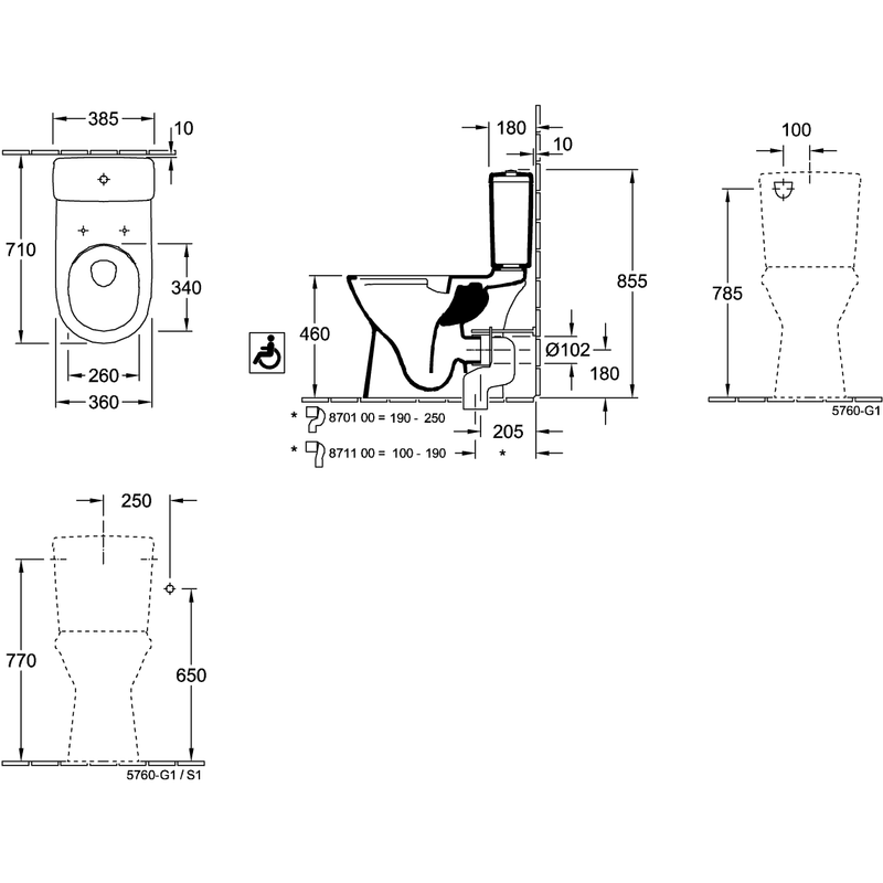 VILLEROY & BOCH - T-WC f. Komb ViCare 360x680x460mm ov bodenst Abg waagr DF weAlpin