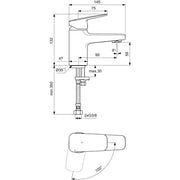 Ideal Standard - Waschtischarmatur CERAPLAN H60 o.Ablaufgarn. Ausld.99mm BlueStart Chrom
