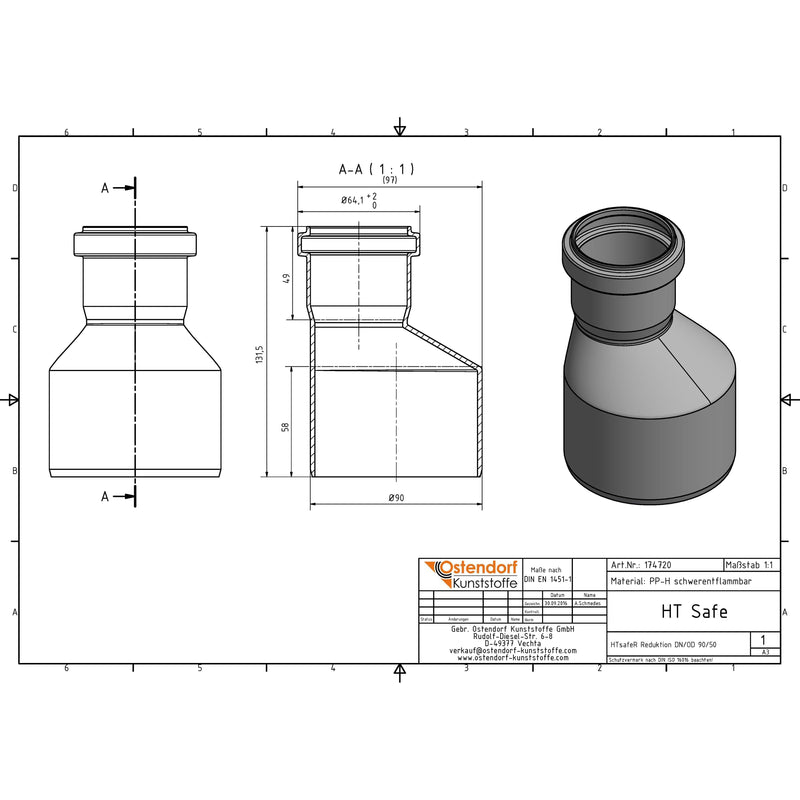 Gebr. Ostendorf - HTsafeR Reduktion DN 90x50