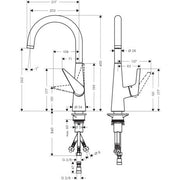 Hansgrohe - Spültischmischer Talis S 260 Schwenkauslauf chrom Niederdruck