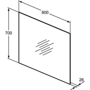 Ideal Standard - Spiegel MIRROR&LIGHT, 35W, m. Ambientelicht, 800x26x700mm