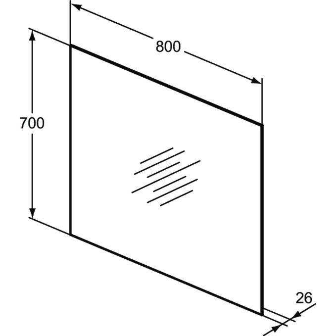 Ideal Standard - Spiegel MIRROR&LIGHT, 35W, m. Ambientelicht, 800x26x700mm
