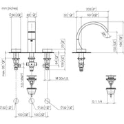 Dornbracht - WT-3-Lochbatt. mit Ablaufgarnitur CYO 20713811 platin / platin gebürstet