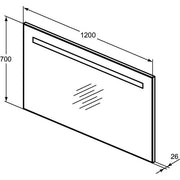 Ideal Standard - Spiegel MIRROR&LIGHT, m. Licht, 65W, 1200x26x700mm
