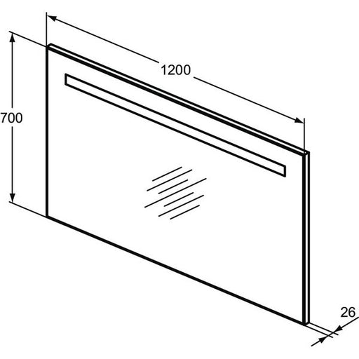 Ideal Standard - Spiegel MIRROR&LIGHT, m. Licht, 65W, 1200x26x700mm