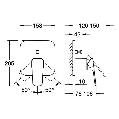 Grohe - EH-Wannenbatterie CUBEO 101778 Fertigmontageset für 35604 matt black
