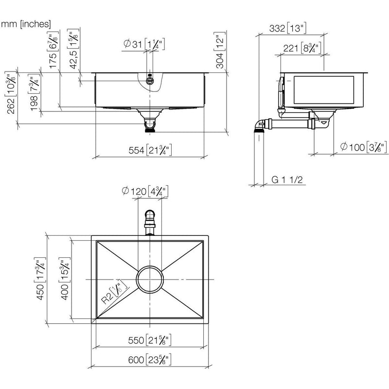 Dornbracht - Küchenbecken aus glasiertem Stahl 38550002 schwarz matt
