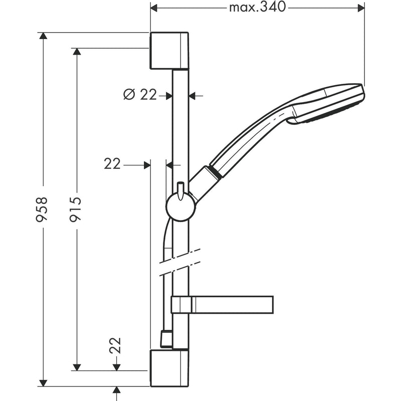 Hansgrohe - Brausegarnitur CROMA 100 Vario UNICA C 900mm 27771000 chrom