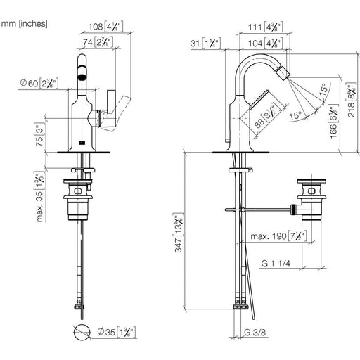 Dornbracht - Bidet-EHM mit Ablaufgarnitur VAIA 33600809 platin gebürstet