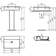 Ideal Standard - Waschtisch CONCA, o.Hl., o.Ül., 600x450x145mm, Weiß
