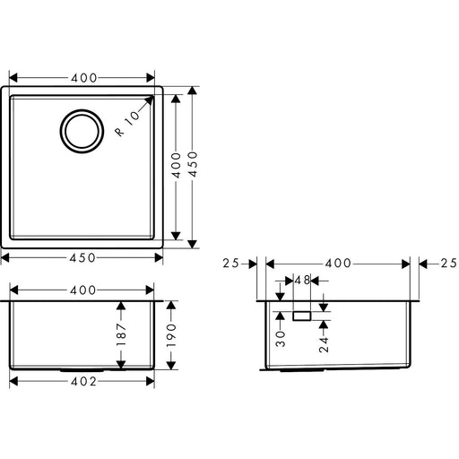 Hansgrohe - Unterbauspüle 400 S719-U400