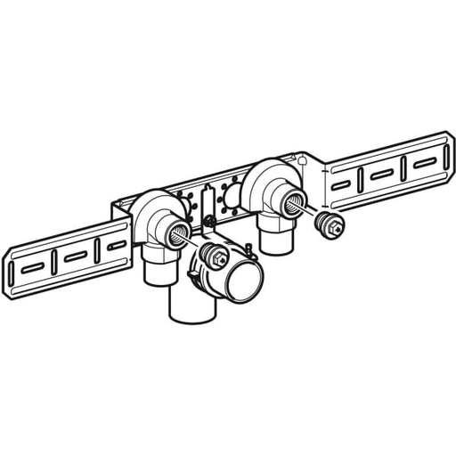 Geberit Vertriebs - FlowFit Anschlusswinkel 90Gr vormontiert 2-fach Rg+ d16-Rp1/2 AblRs