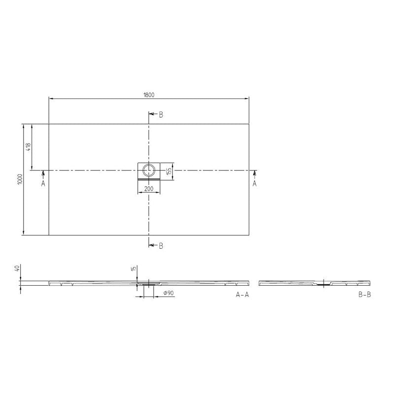 VILLEROY & BOCH - Quaryl-Duschwanne A18 1800x1000x40mm weiß