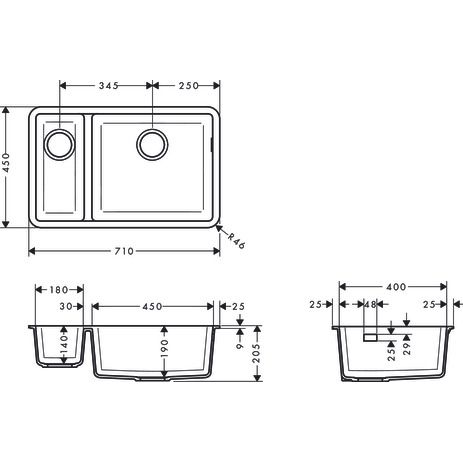 Hansgrohe - Unterbauspüle 180x450 S510-U635 GS